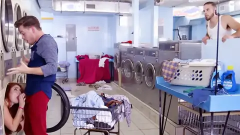 Red-haired Is Providing A Suck Off At The Laundromat