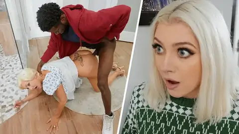 Platinum-ash-blonde Gilf Is Pulverized In The Standing Rear End Style