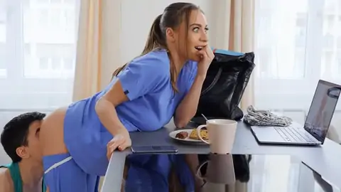 Bitchy Nurse Gets Her Big All-natural Bosoms Groped By Her Bf