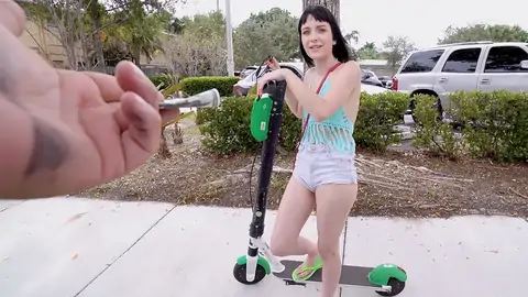 Ultra-cute Teenager Is Showing Her Lil' Bosoms To The Driver